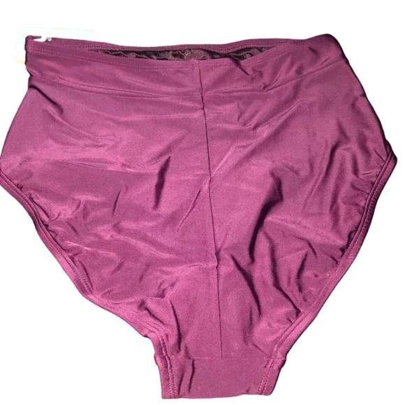 Kona Sol Women's Burgundy Wine High Waist Tummy Control Bottoms AGD03 Sz S NWT - Picture 6 of 14